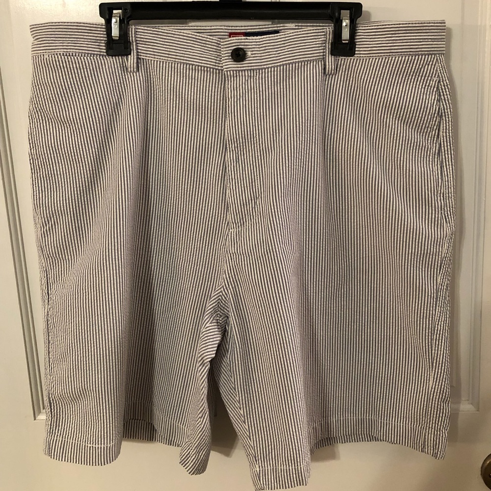 Chaps Navy Seersucker Dress Shorts Size 36